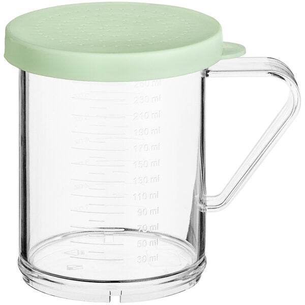 Choice 10 oz. Polycarbonate Shaker with Green Lid for Finely Ground Product