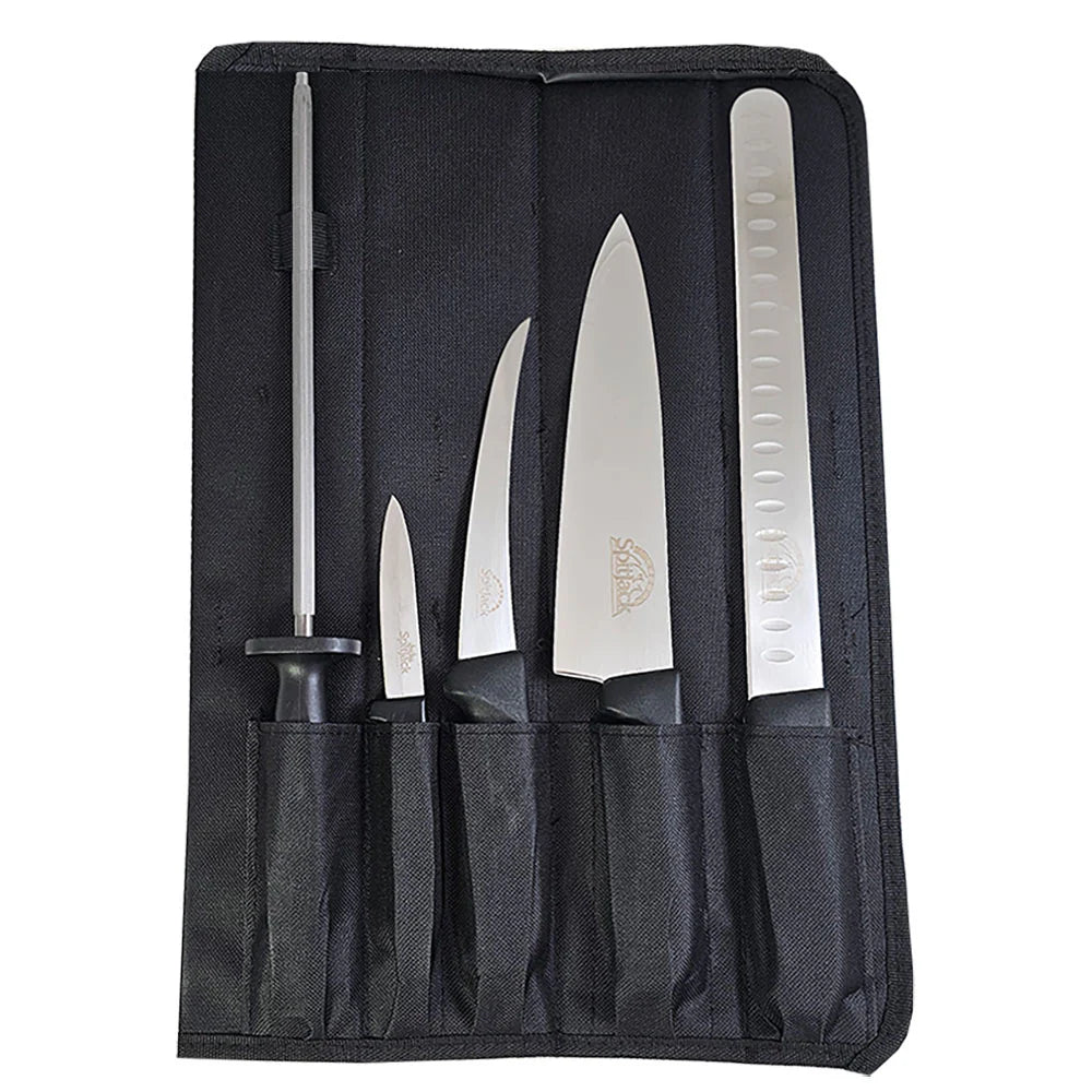 Barbecue Knife Bundle with Brisket Set, Chef's Knife, Sharpening Hone, Paring Knife and Case