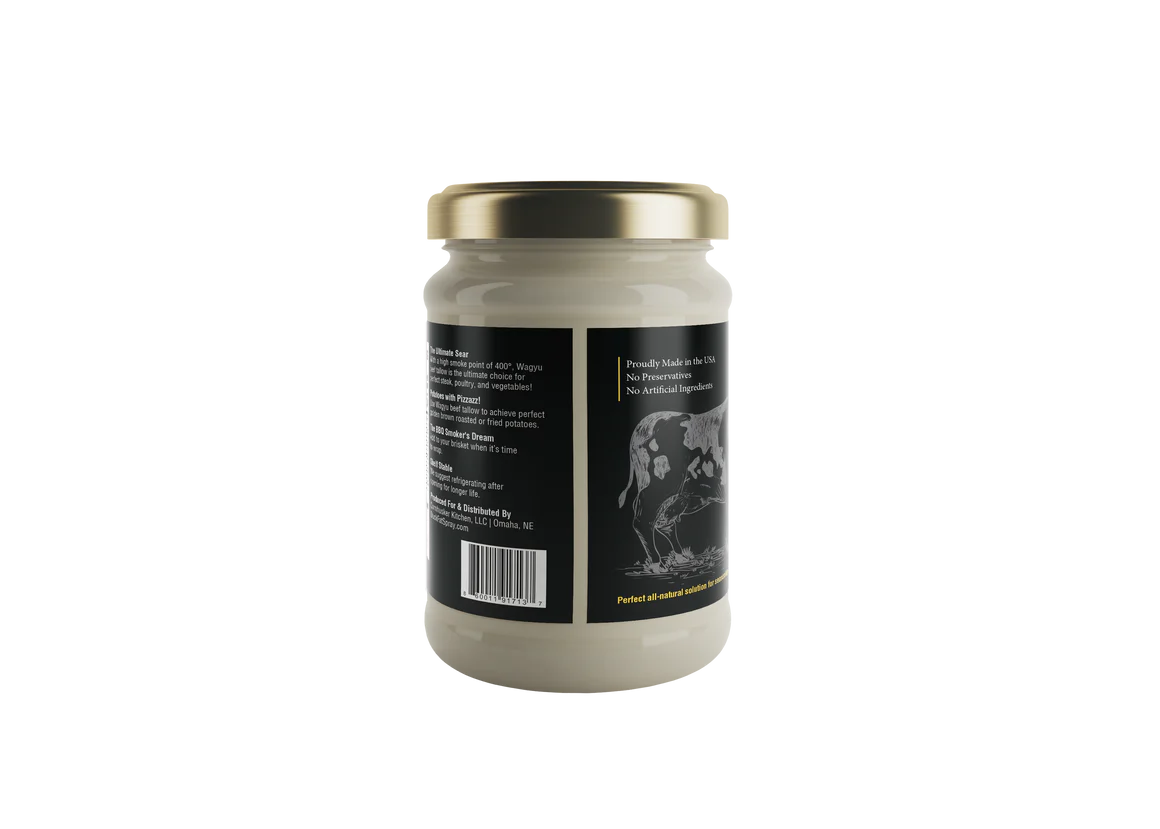 Wagyu beef tallow used for BBQ brisket, steak searing, and roasting