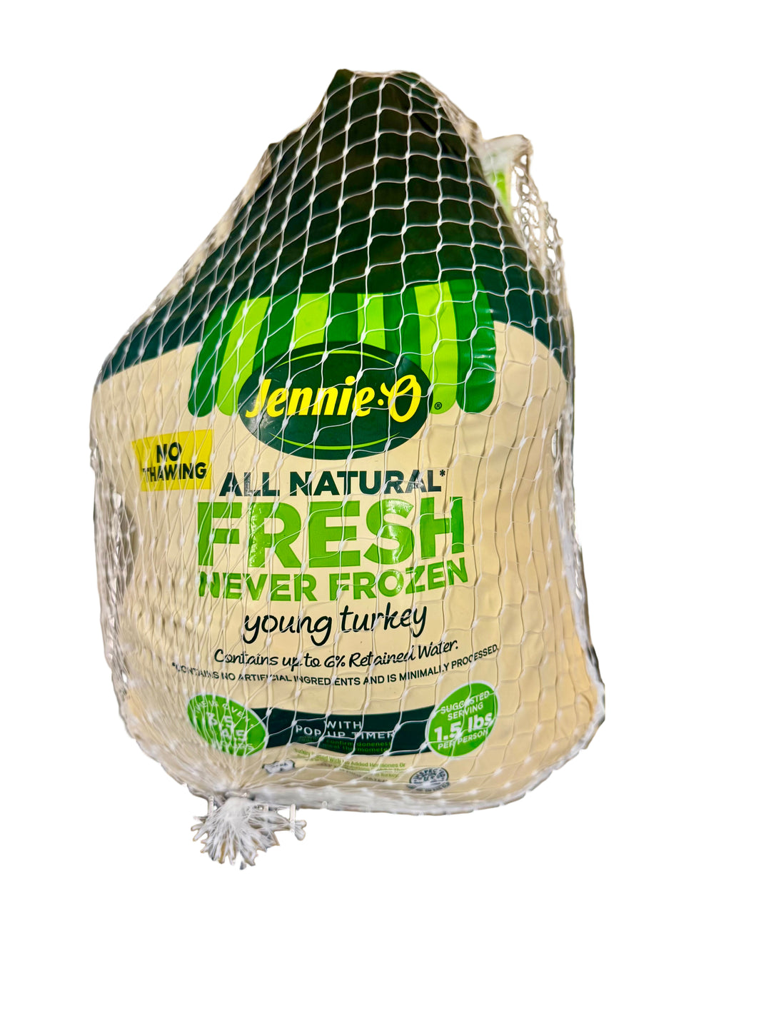 Jennie-O fresh never frozen young turkey package.