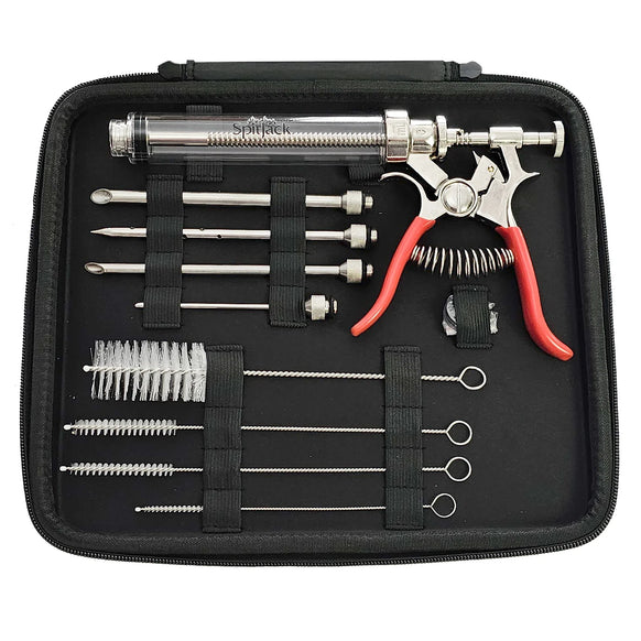 SpitJack PULSE Meat Injector Kit with Deluxe Case and Four Needles