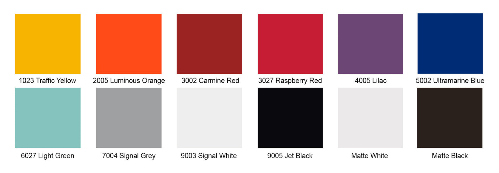 Color swatches including Traffic Yellow, Luminous Orange, and Ultramarine Blue for built-in gas grill customization.
