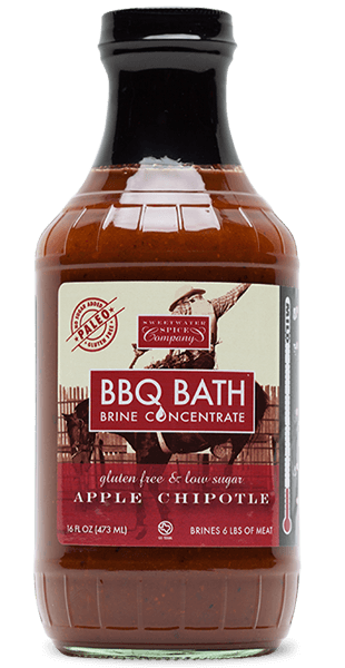 Sweetwater Apple Chipotle BBQ Brine – 16 oz bottle with smoky sweet marinade
