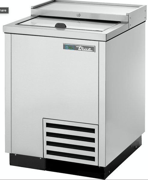 True Commercial Solid Slide Lid Stainless Steel Deep Well Horizontal Bottle Cooler with Hydrocarbon Refrigerant