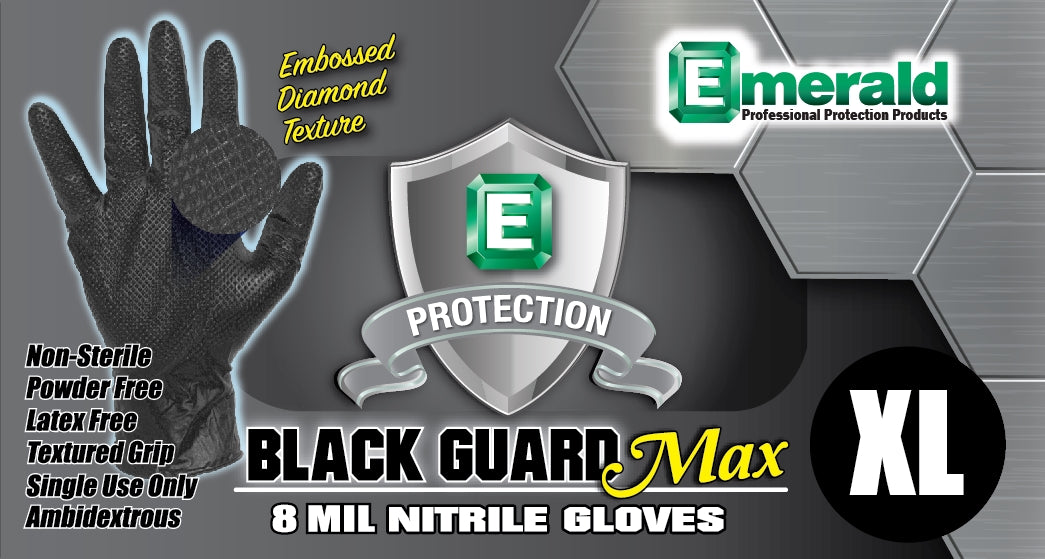 Emerald Black Guard Max 8 Mil Nitrile Gloves (XXL)
