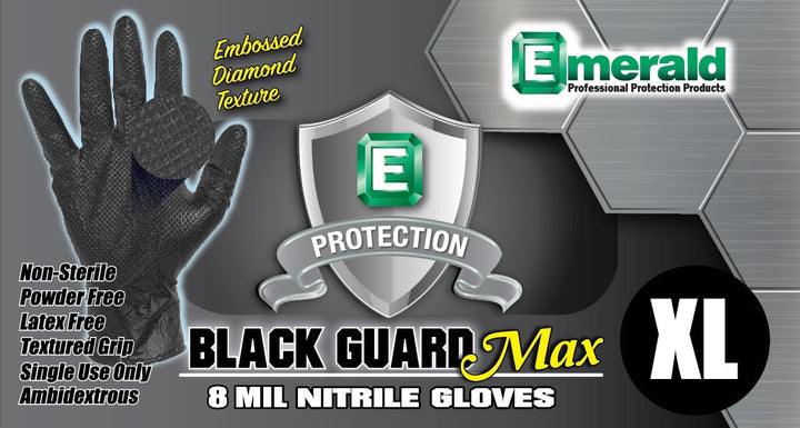Emerald Black Guard Max 8 Mil Nitrile Gloves (XXL)