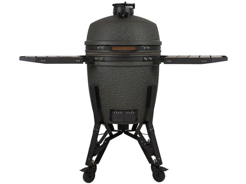 Bastard VX Large Complete ceramic kamado grill with folding shelves and cart for smoking brisket, grilling steaks, and backyard cooking