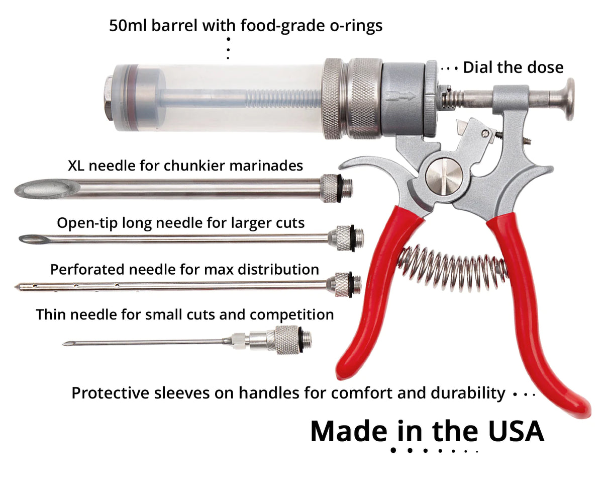 SpitJack MAGNUM Meat Injector - Complete Kit with Deluxe Case and Four Needles