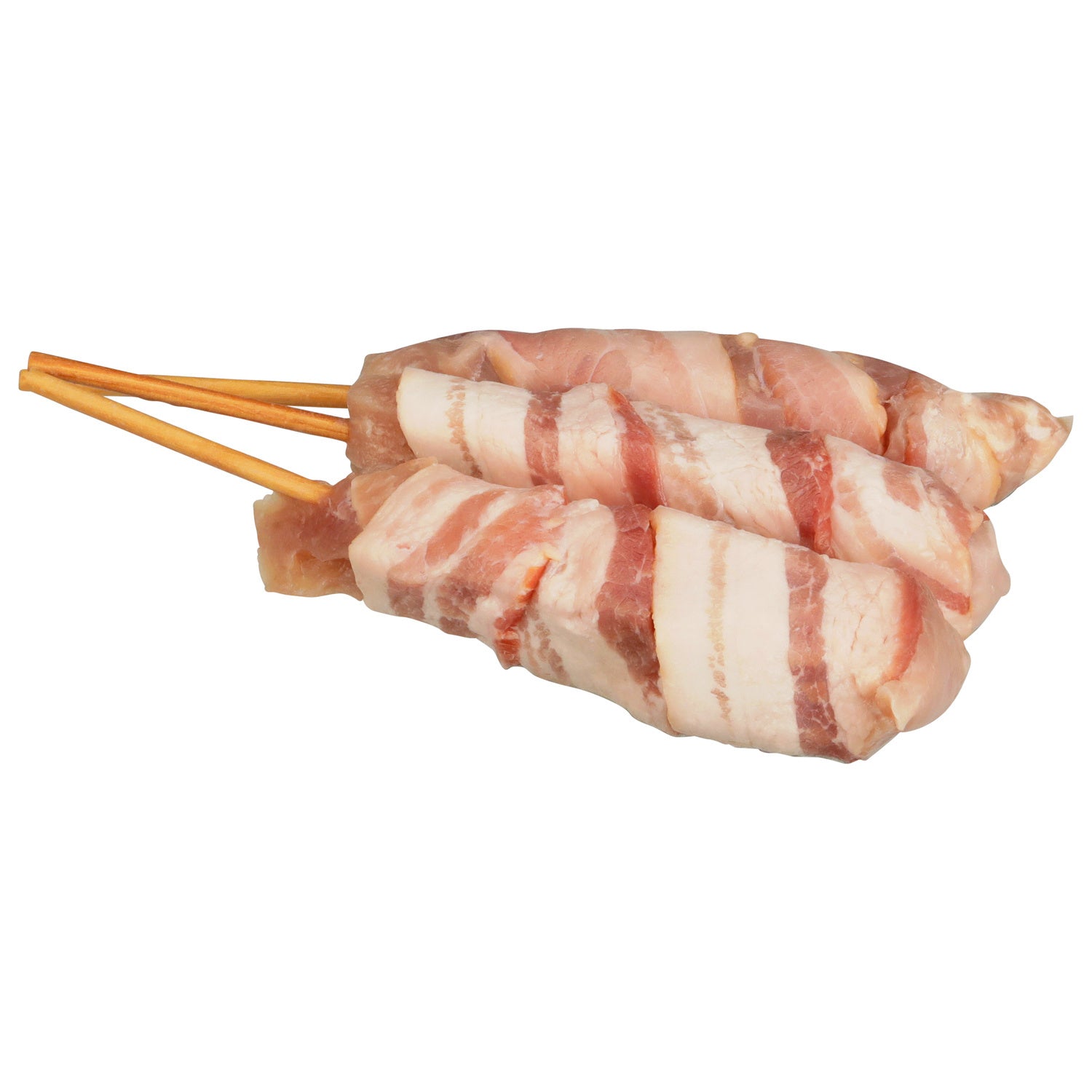 Prairie Fresh bacon wrapped pork kabobs skewers made with pork loin and hardwood smoked bacon ready for grilling
