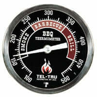 Tel-Tru BQ300 Thermometer, 3" black dial, 4" stem