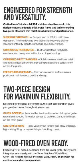 Yoder Smoker YS480 Stainless Steel 2 pc Cooking Grates