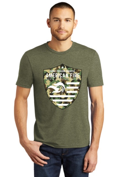 American Fire BBQ Military and 1st Responders Badge Logo Tee