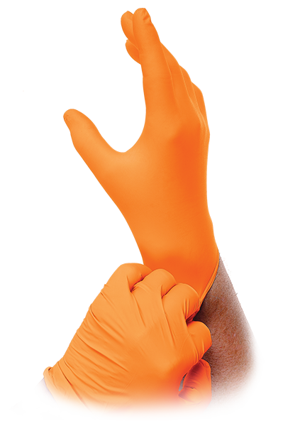 Orange Lightning Nitrile Gloves